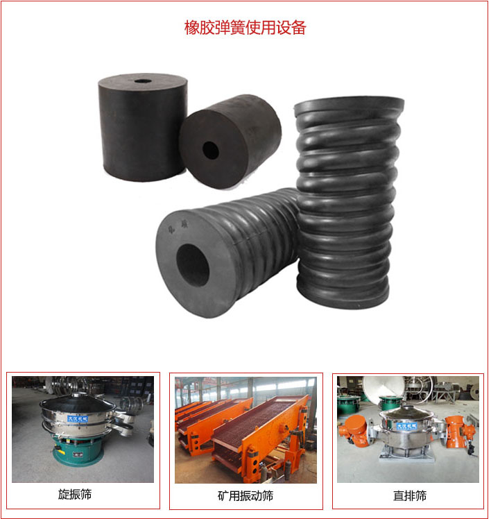 橡膠彈簧適用設備：旋振篩，礦用振動篩，直排篩等